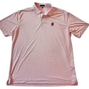 Peter Millar Crown Crafted Mens Golf Polo embroidered SH Pink Print Sz XL